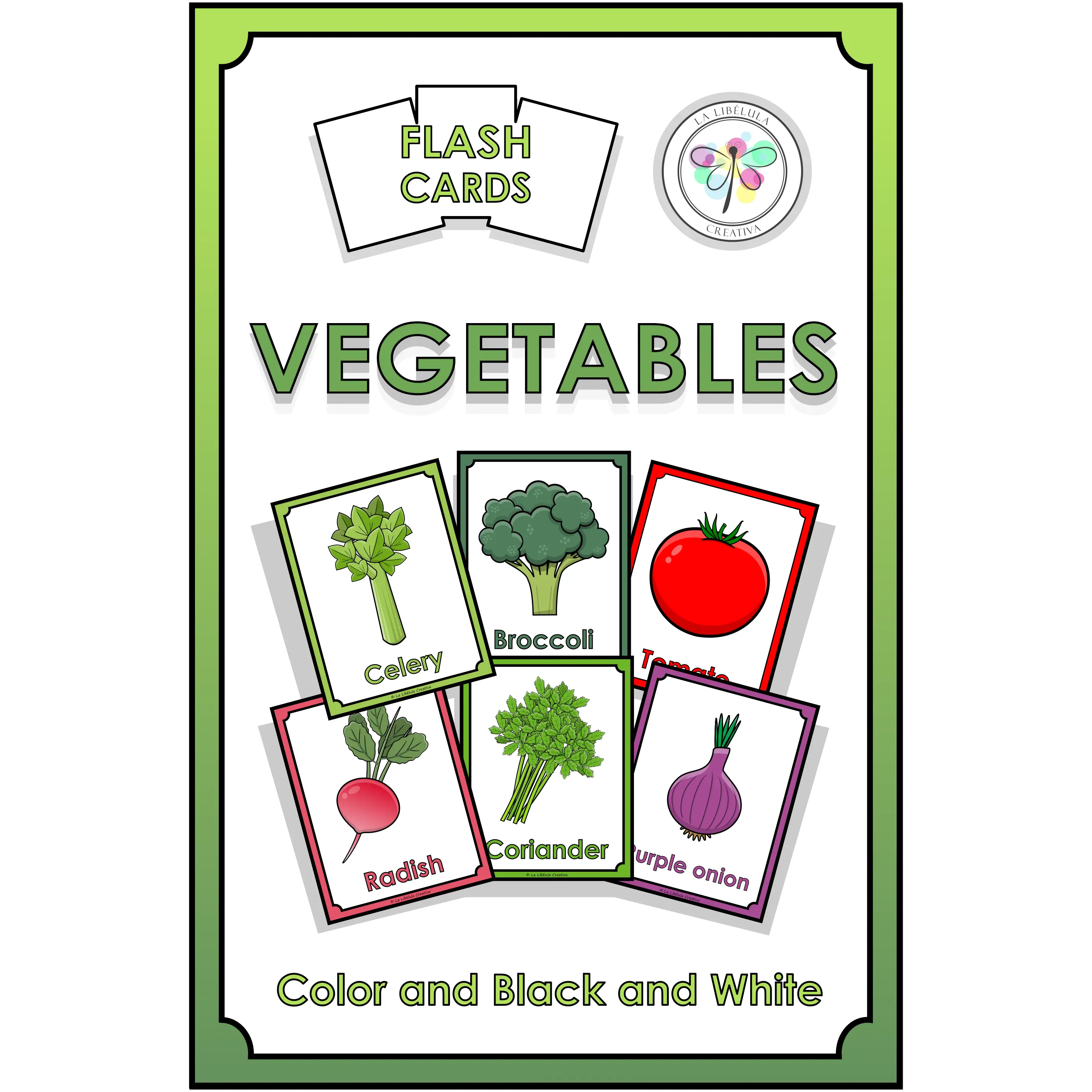 Flash Cards Vegetables Color Cut Food Healthy