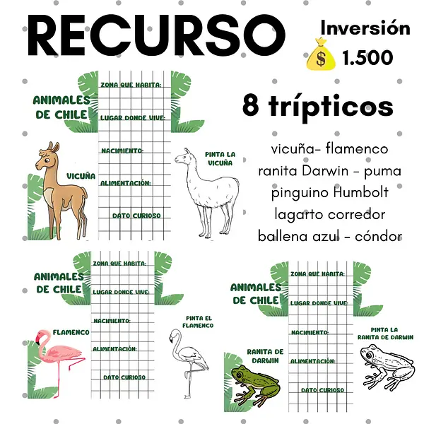 TRÍPTICO ANIMALES DE CHILE