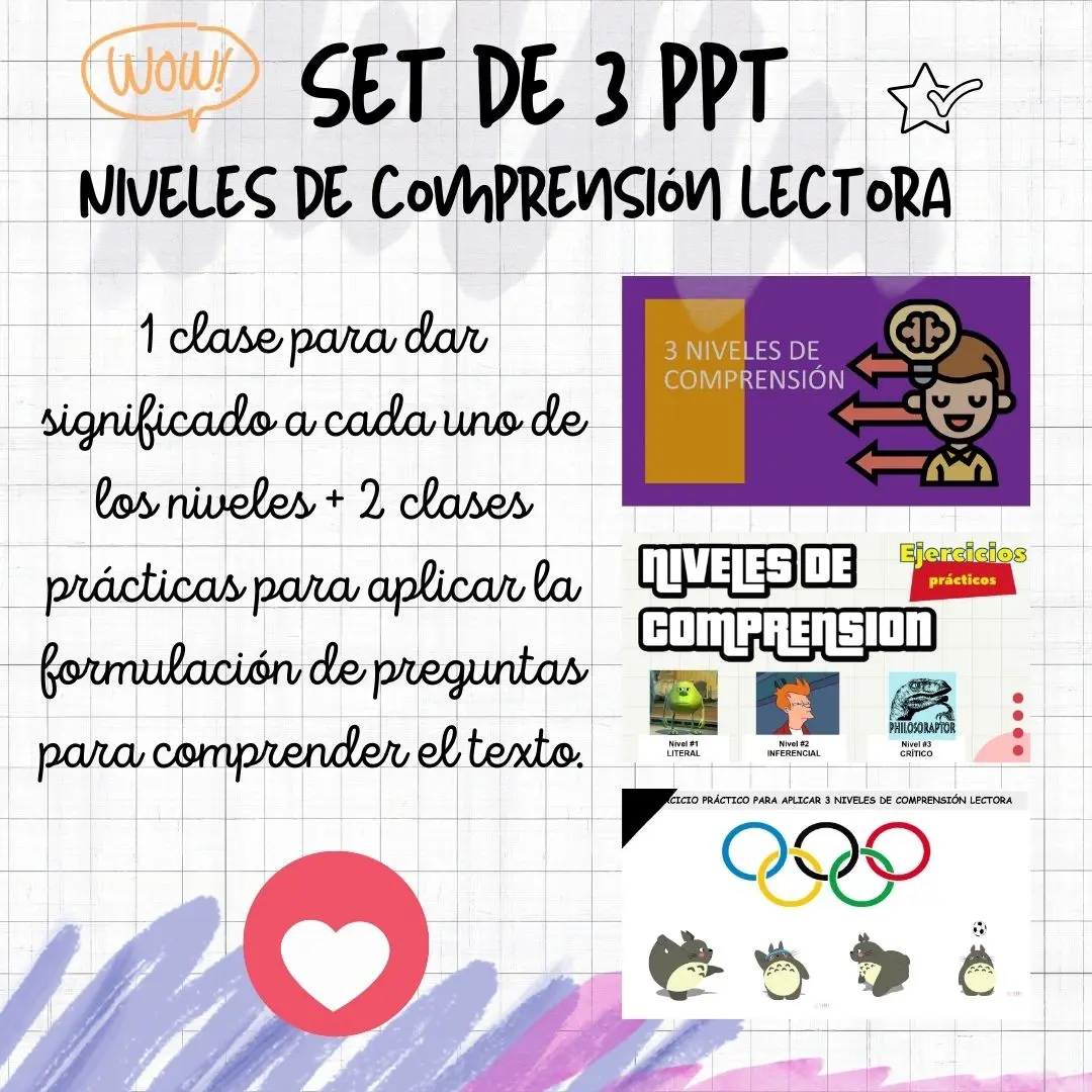 Pack 3 ppt niveles de comprensión lectora