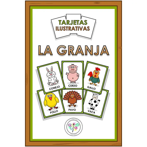 Spanish Flash cards farm animals Tarjetas ilustrativas granja animales Color