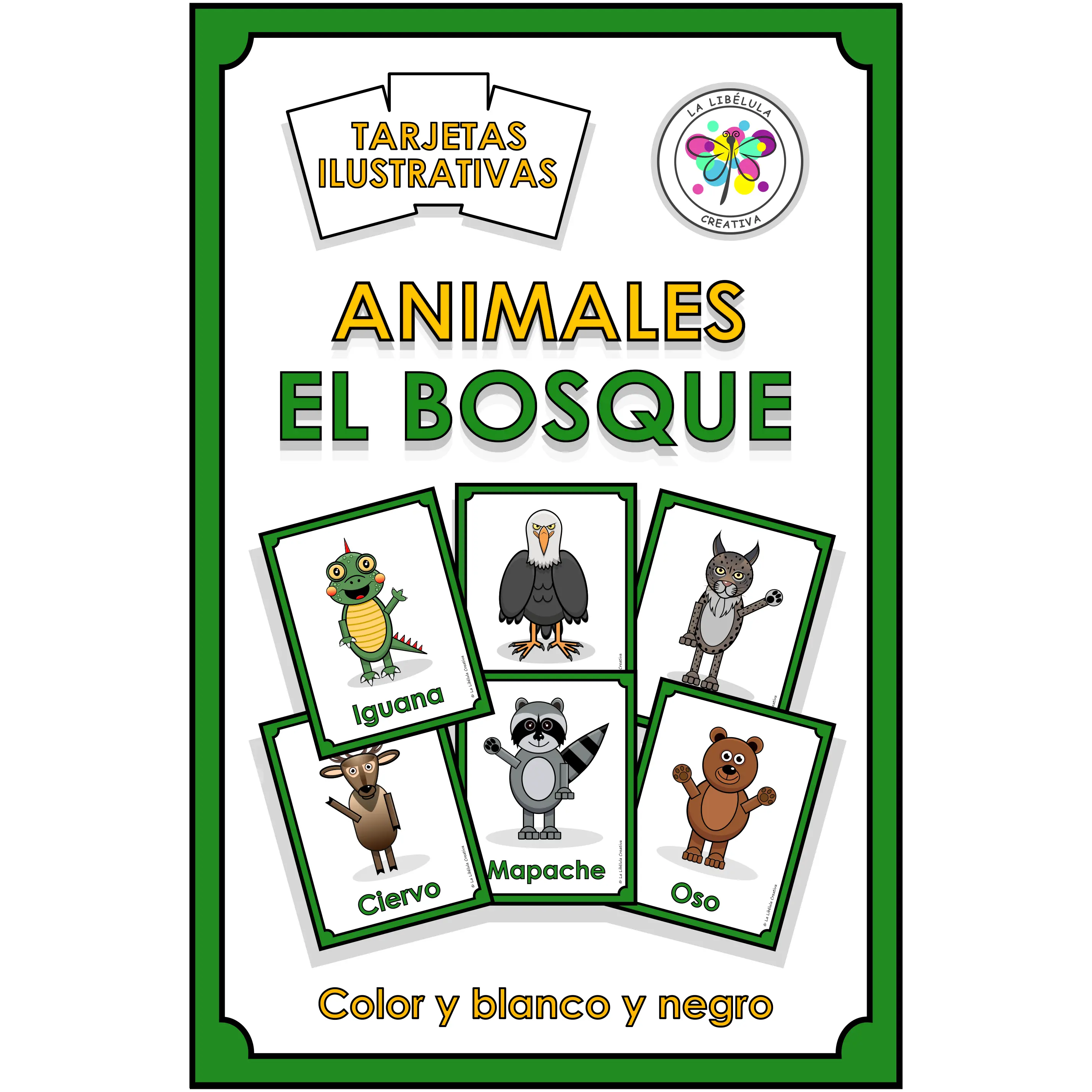 Spanish Flash Cards Forest Tarjetas Bosque Color Cut Recortar Animals Animales