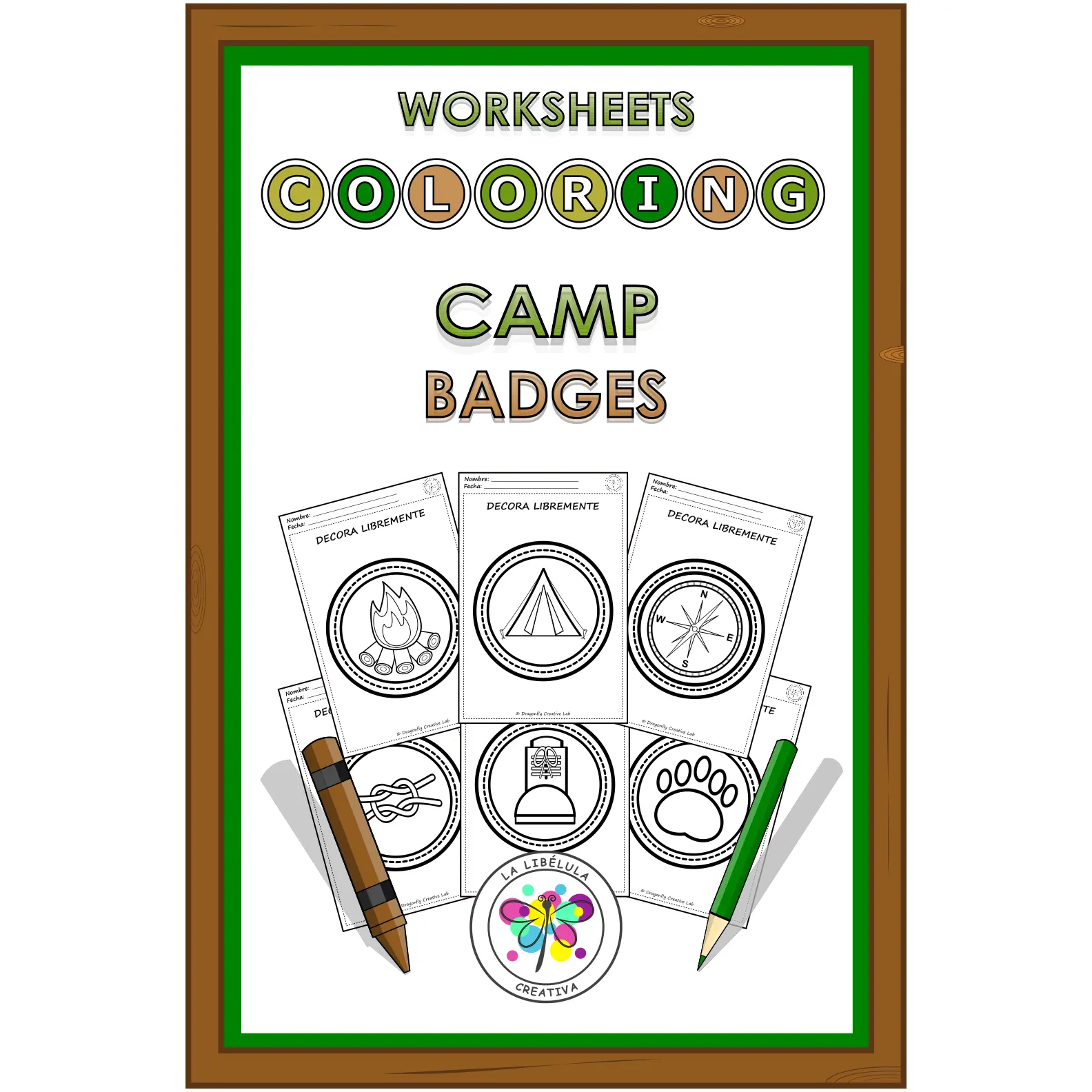 Worksheets Coloring Camp Badges Summer