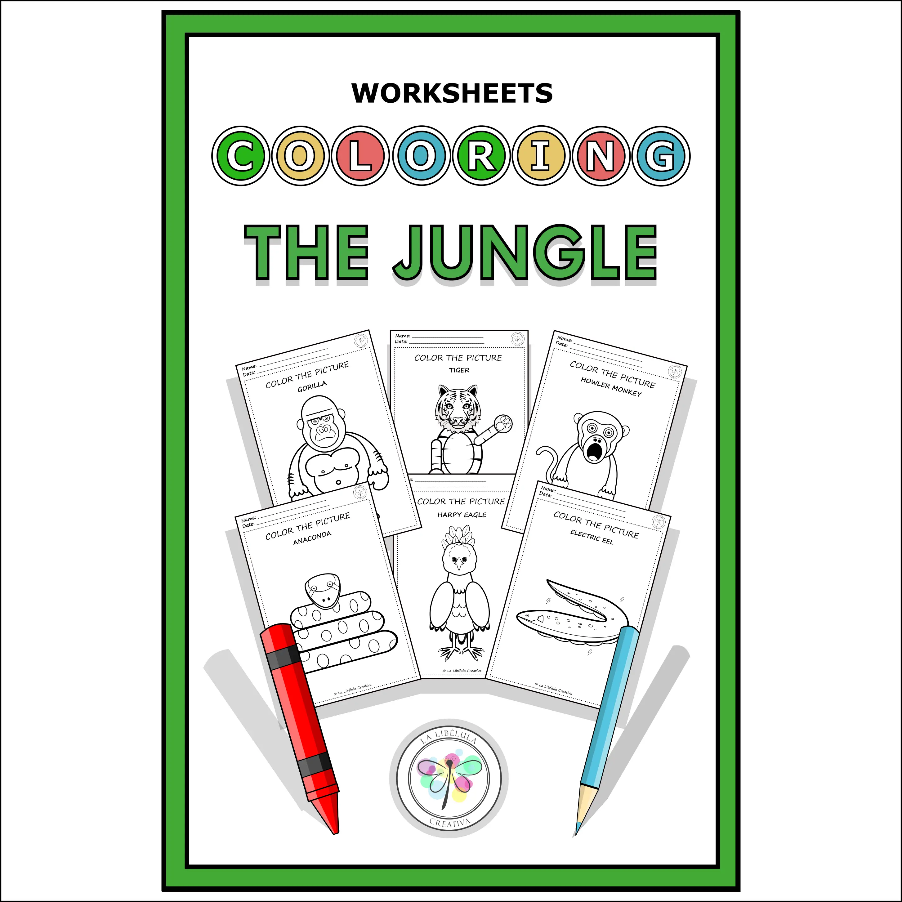 Worksheets Coloring Jungle Animals Craft Decorate