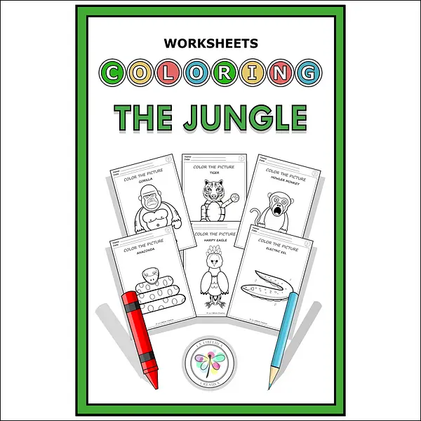 Worksheets Coloring Jungle Animals Craft Decorate