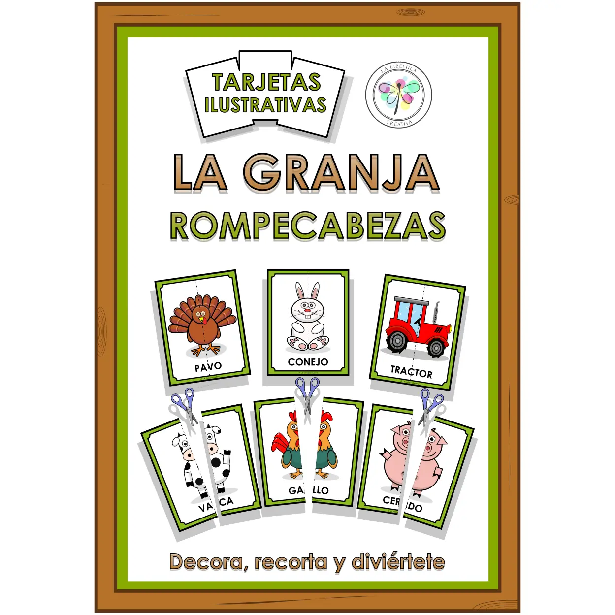 Spanish Flash Cards Farm Animals Puzzle Tarjetas Granja Animales Rompecabezas