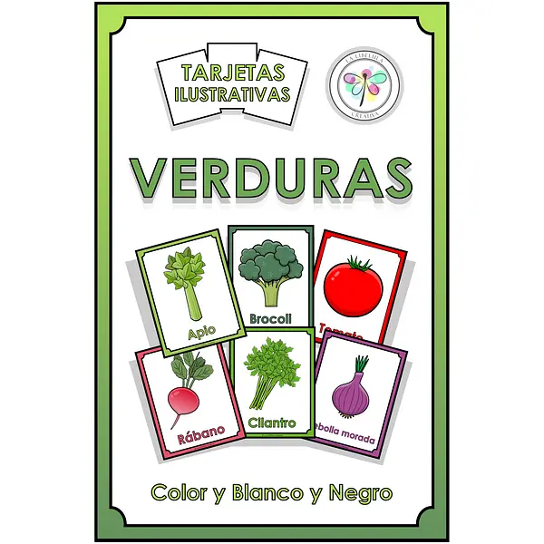 Spanish Flash Cards Vegetables Tarjetas Verduras Color Cut Recortar Food Comida