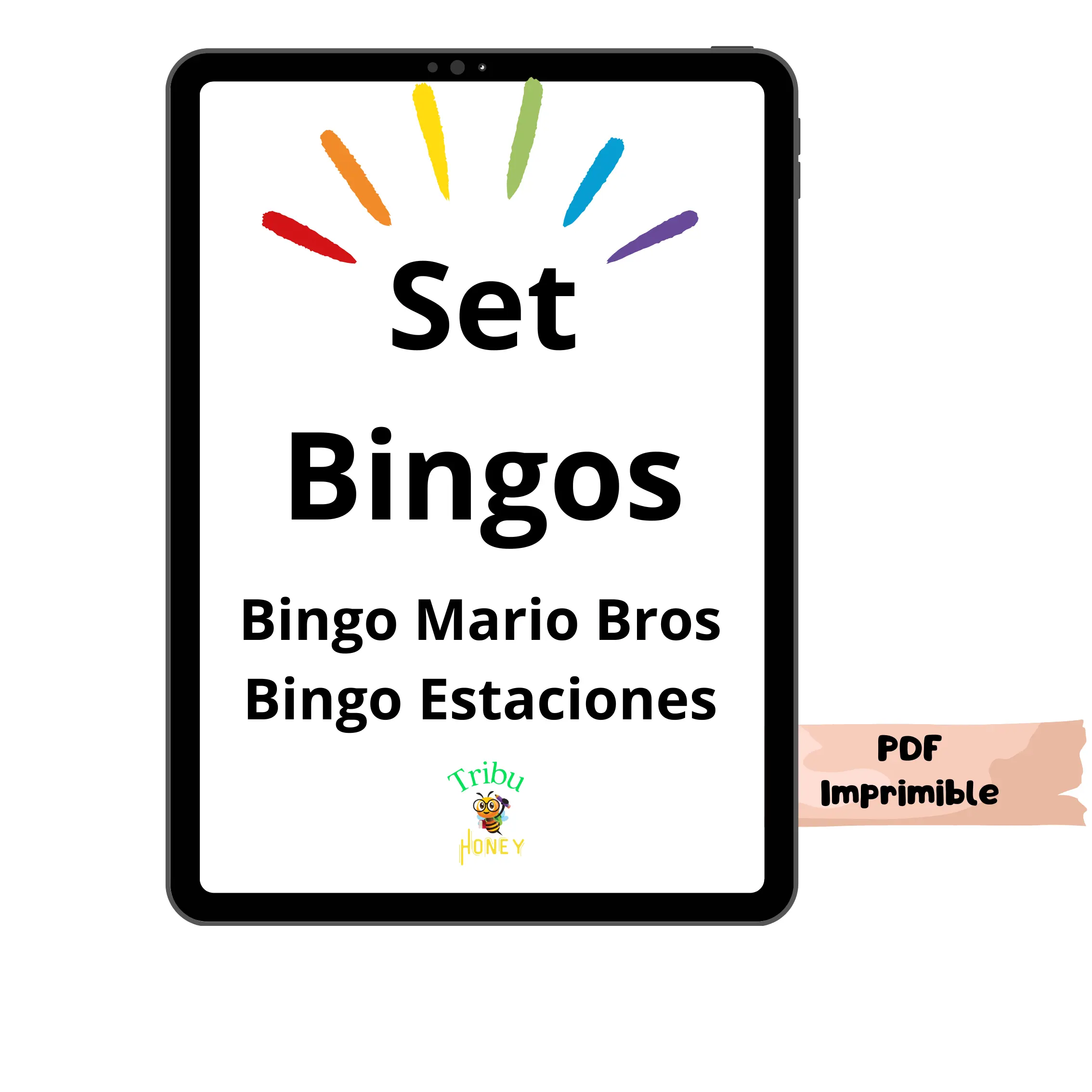 2 Bingos:  1. Mario Bros - 2. Estaciones colorido