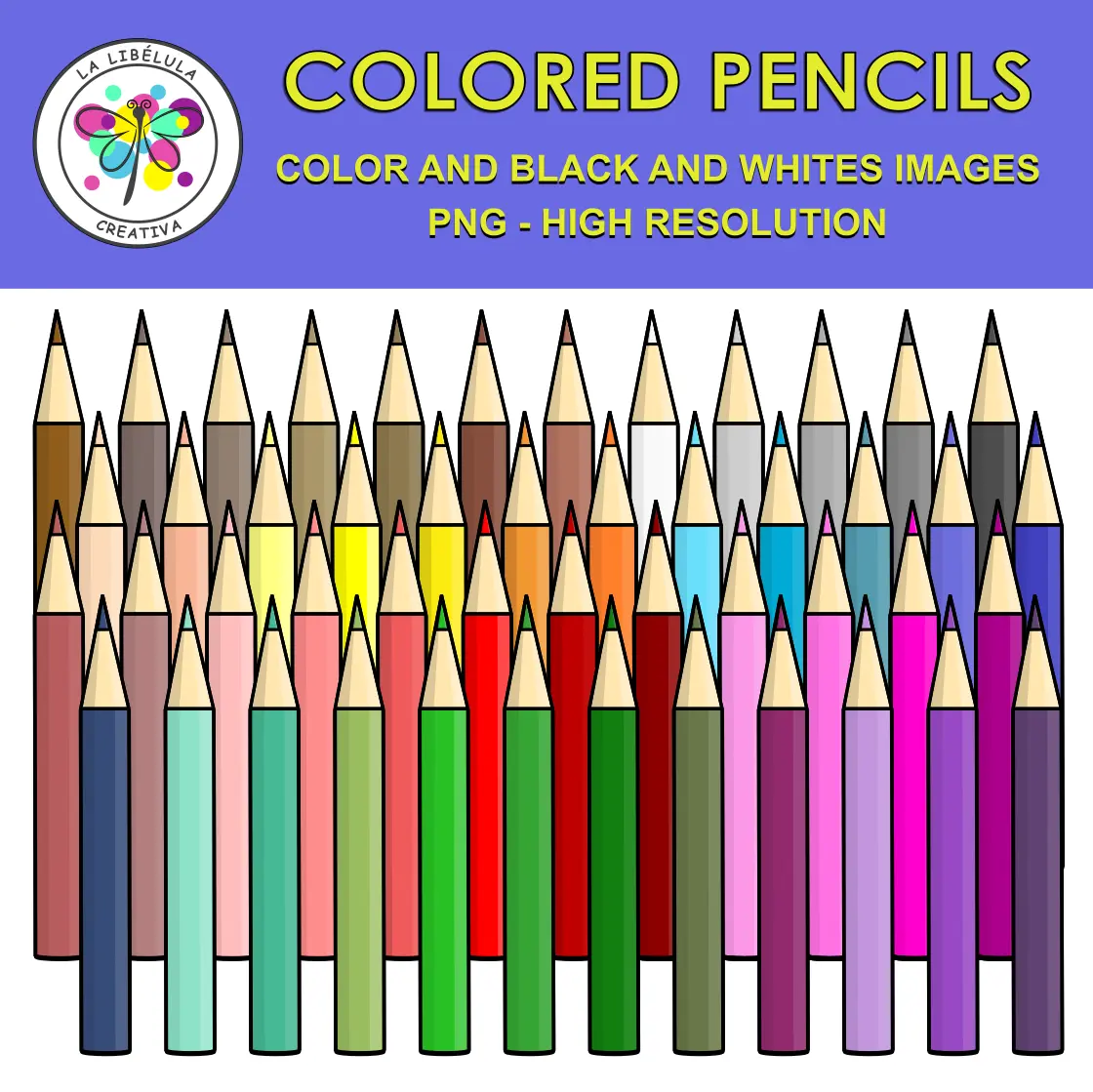 Clipart Colored pencils School Supplies Color BW 49 Set