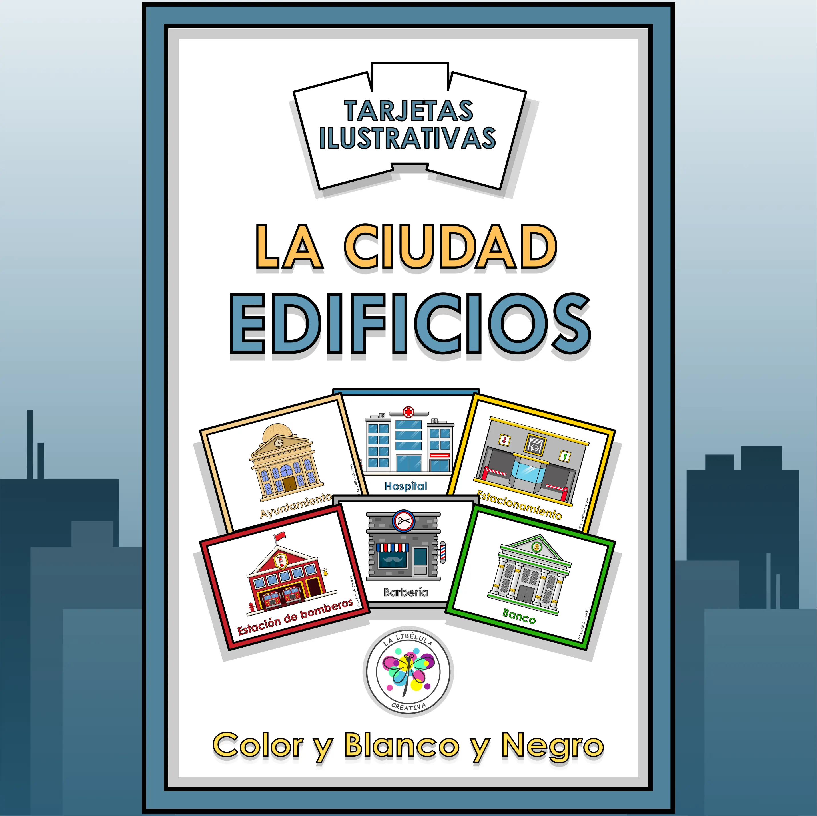 Spanish Flash Cards City Buildings Places Tarjetas Ciudad Edificios Lugares NO PREP