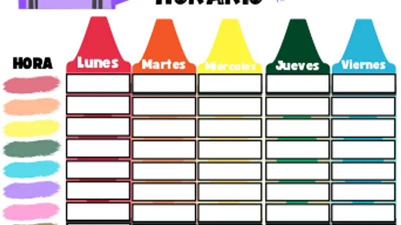 Plantilla de horario escolar