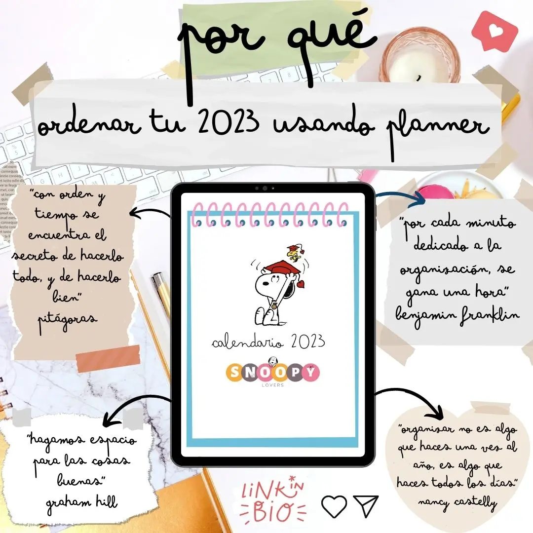 Calendario planeador 2023 Snoopy