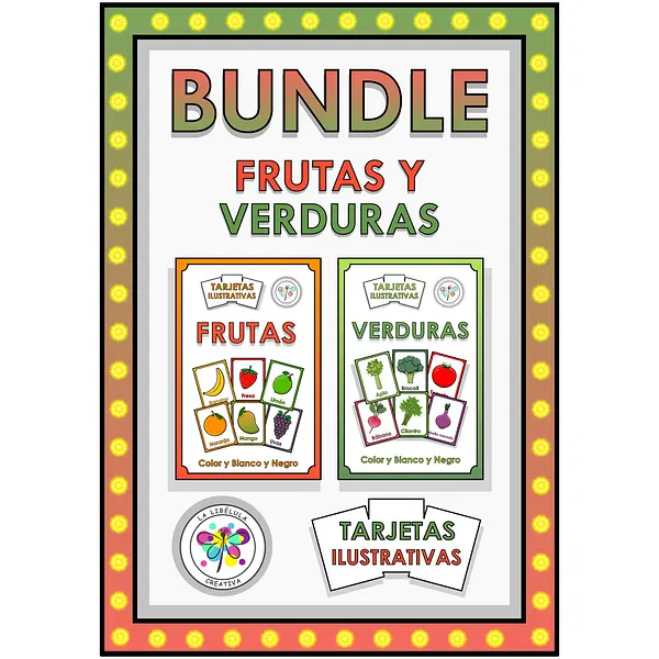 Spanish Flash Cards Vegetables Fruits Tarjetas Ilustrativas Vegetales Frutas