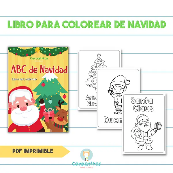 ABC de Navidad: Libro Para Colorear | 27 páginas para colorear vocabulario navideño