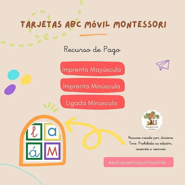 Tarjetas ABC Móvil Montessori
