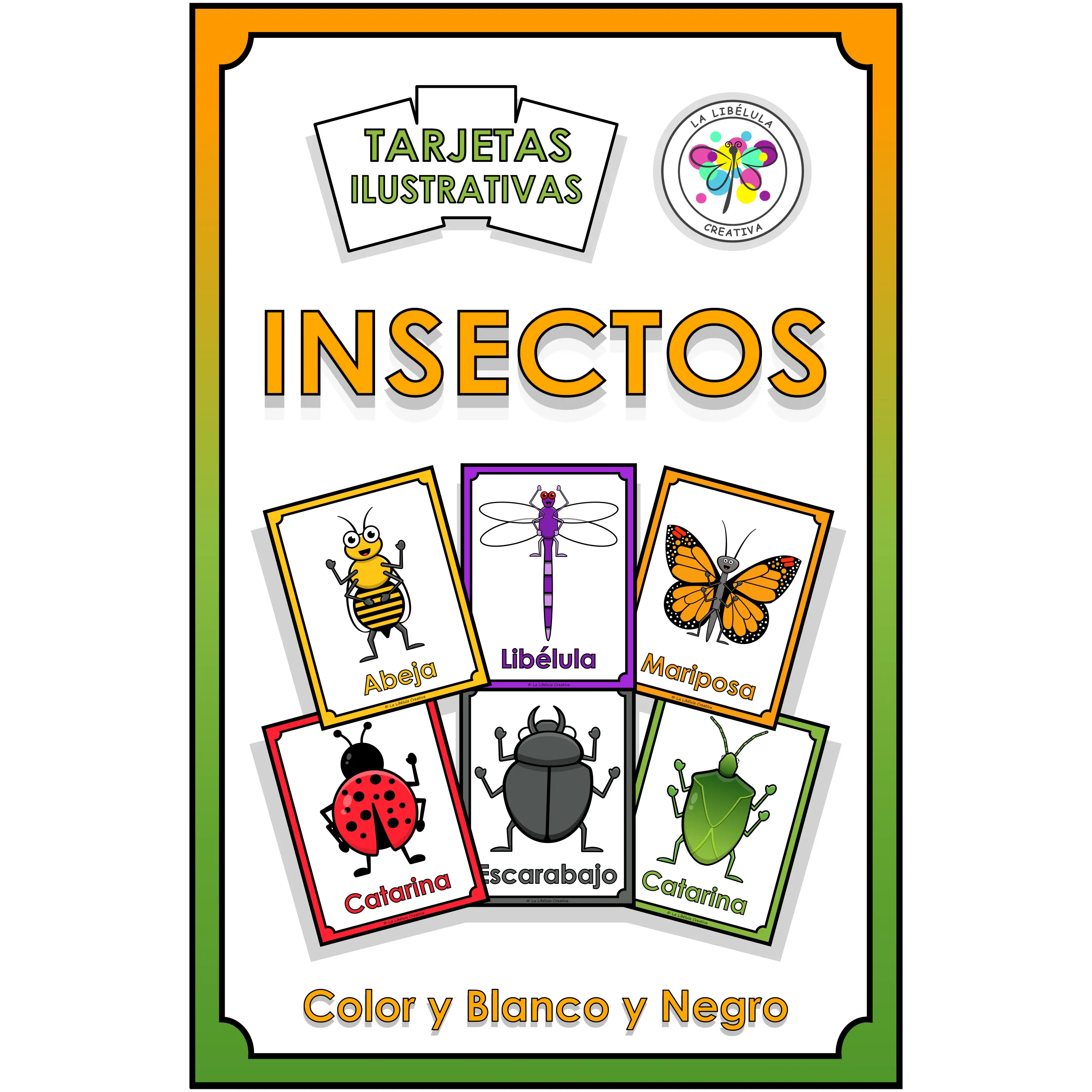 Spanish Flash Cards Insects Tarjetas Insectos Color Cut Recortar Animals Animales