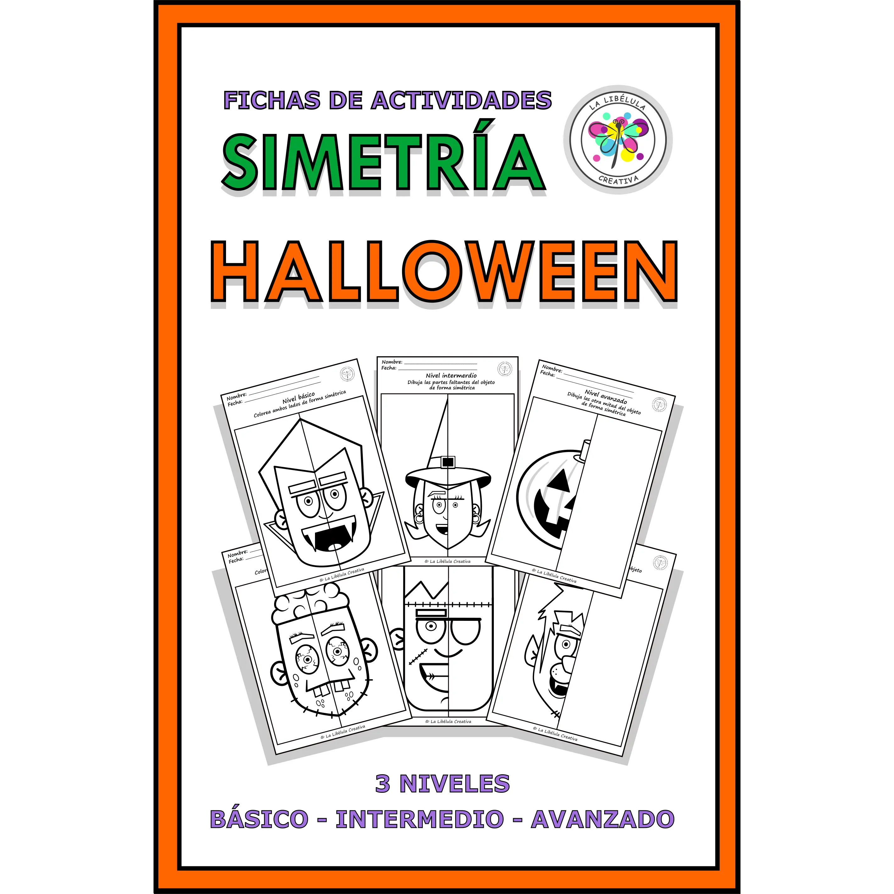 Spanish Worksheets Simetry Halloween Witch Actividades Simetría Bruja Vampiro