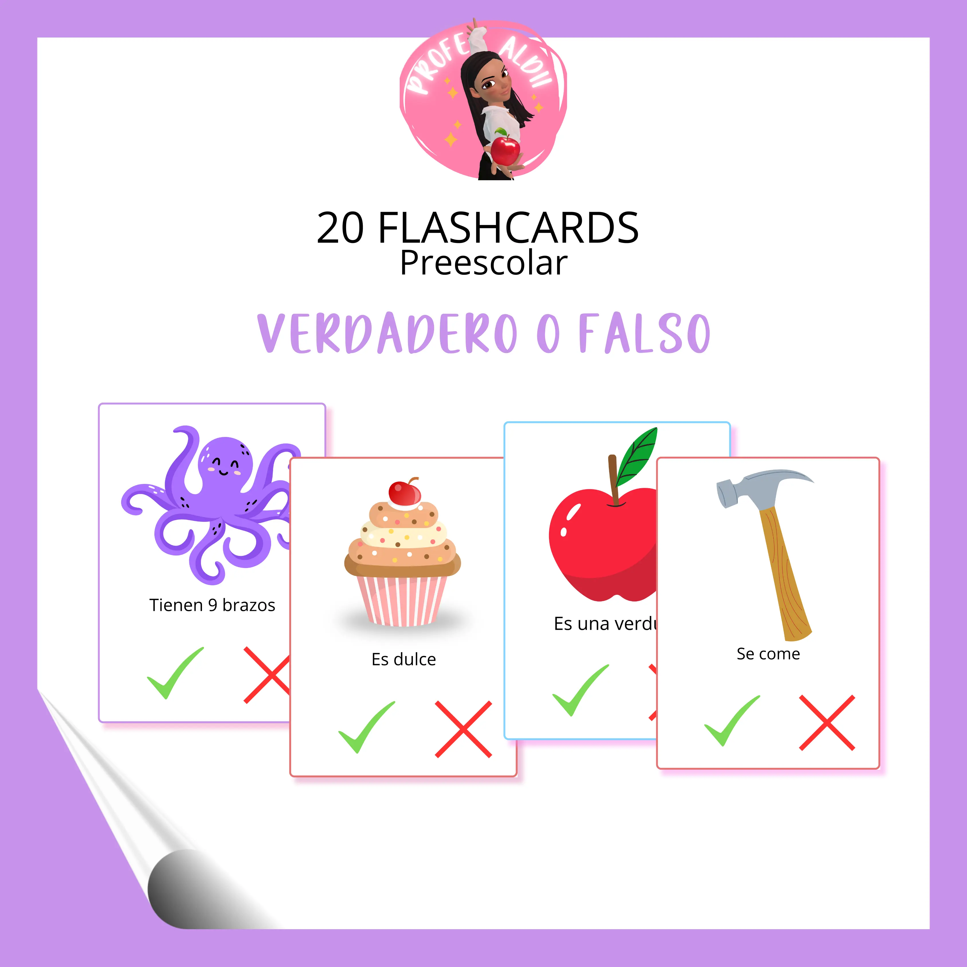 Flashcards: Verdadero o Falso (Preescolar)