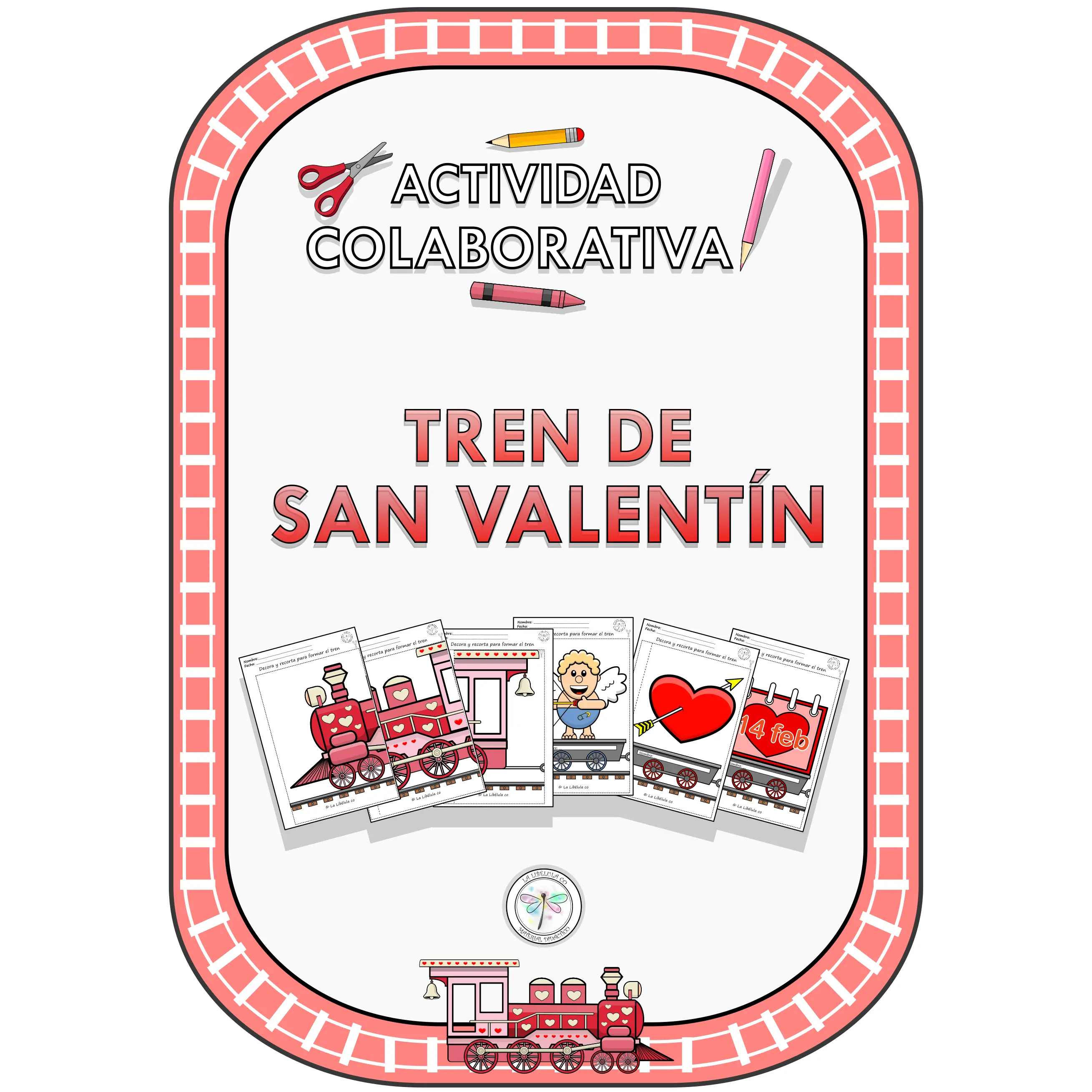 Spanish Collaborative Activity Train Valentine's Actividad Colaborativa Valentín