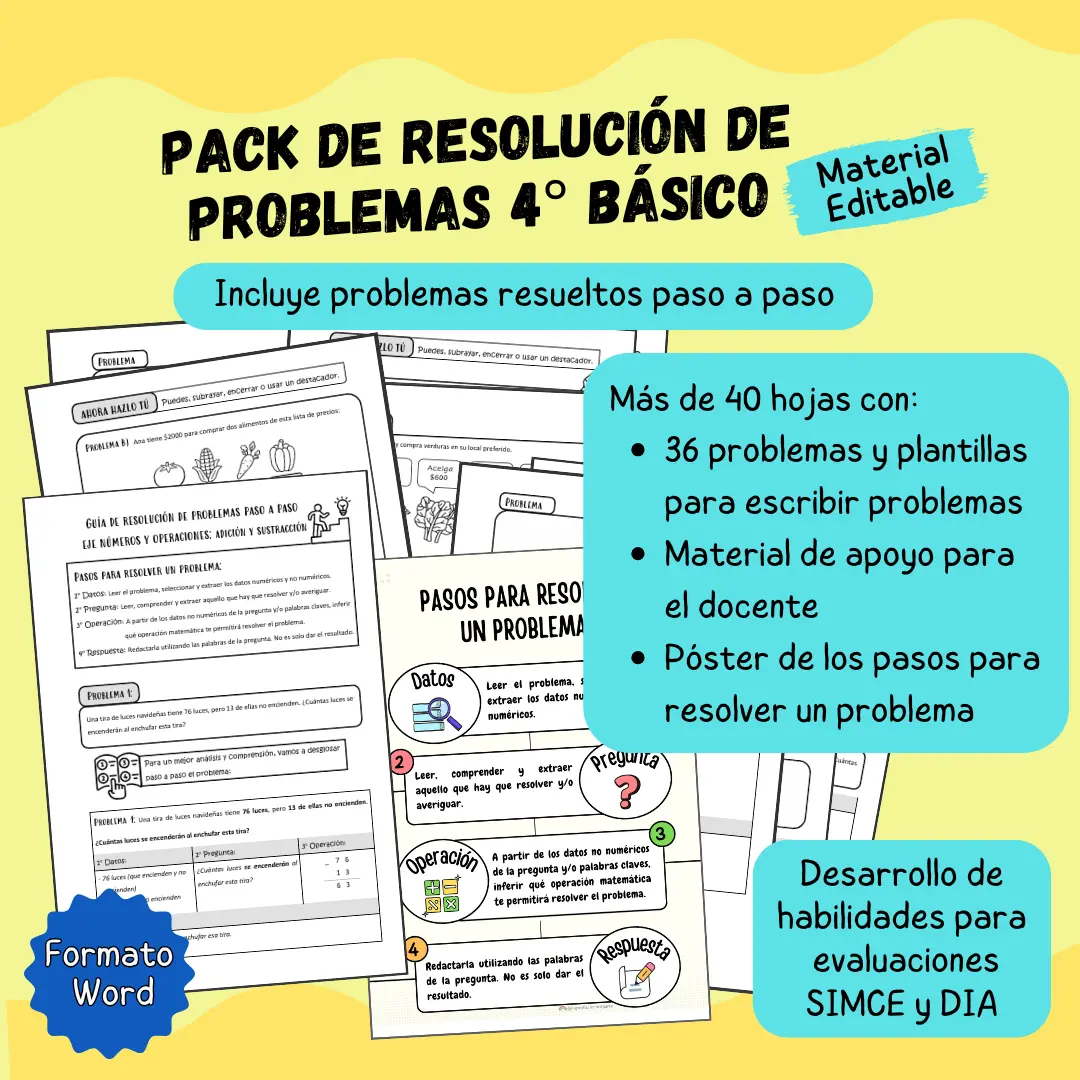 Pack Resolución de problemas 4° básico