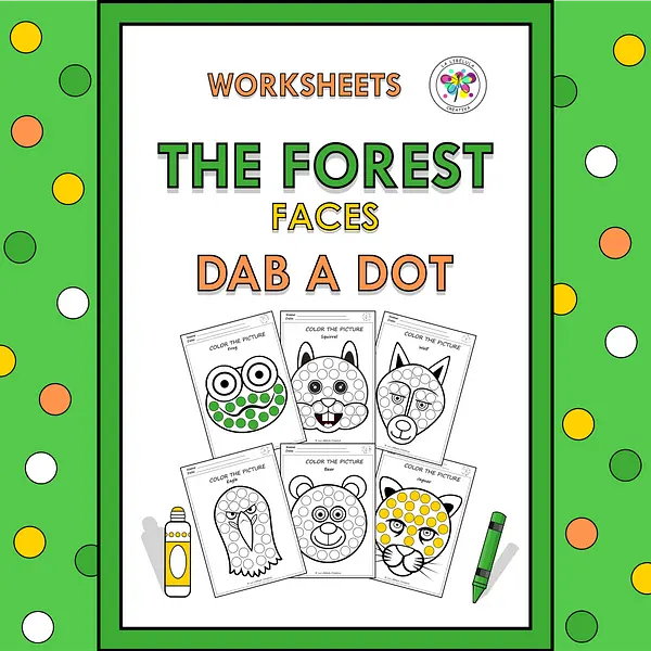 Worksheets Coloring Forest Animals Dot a Dot Decorate Craft BW