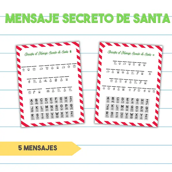 Juego Mensajes Secretos de Santa - PDF Imprimible