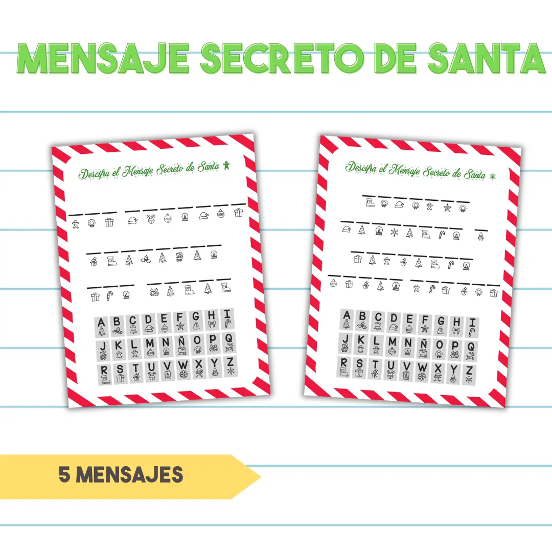 Juego Mensajes Secretos de Santa - PDF Imprimible