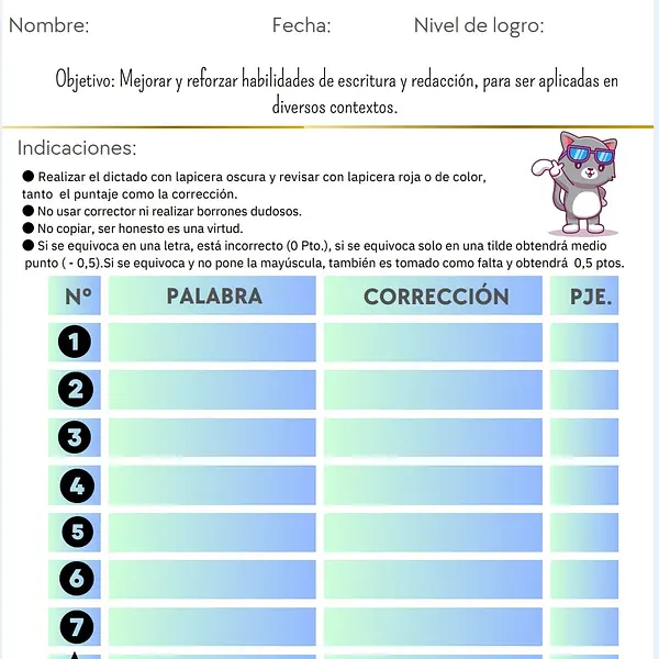 PLANILLA DICTADO AUTOEVALUACIÓN