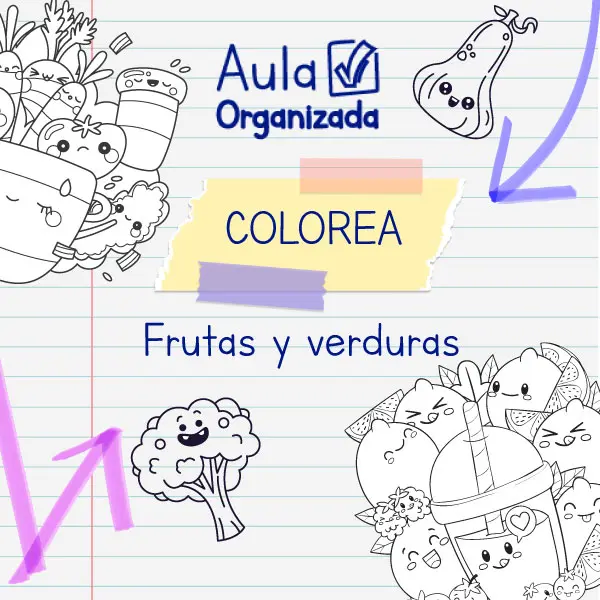 Colorea frutas y verduras