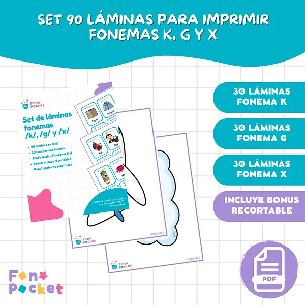 Set de láminas fonemas /k/, /g/ y /x/