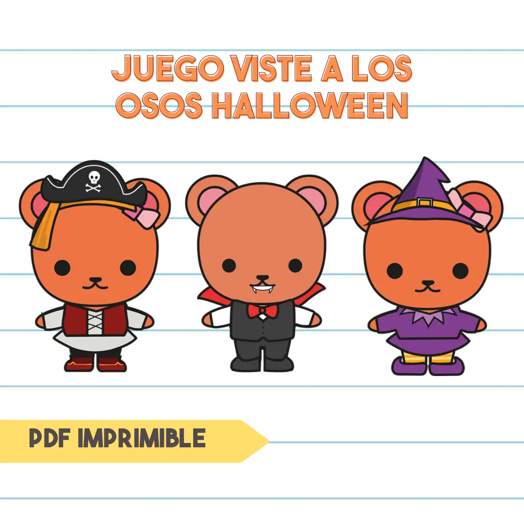 Juego Imprimible Viste a los Osos de Halloween