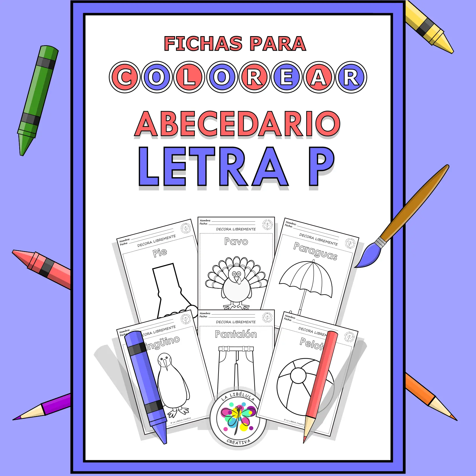 Spanish Worksheets Coloring Letter P Objects Colorear Letra P Objetos NO PREP