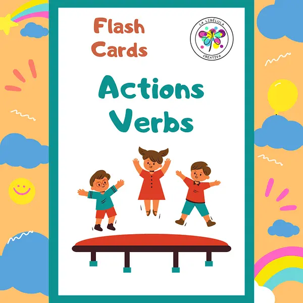 Flash Cards Actions Verbs English Cut Color Vocabulary Picture