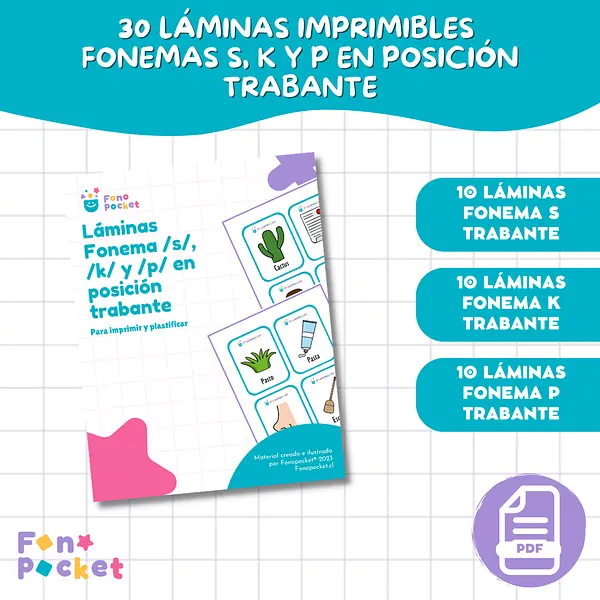 Láminas Fonemas /s/, /k/ y /p/ en posición trabante