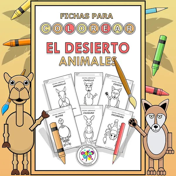 Spanish Coloring Desert Animals Colorear Animales Desierto Color
