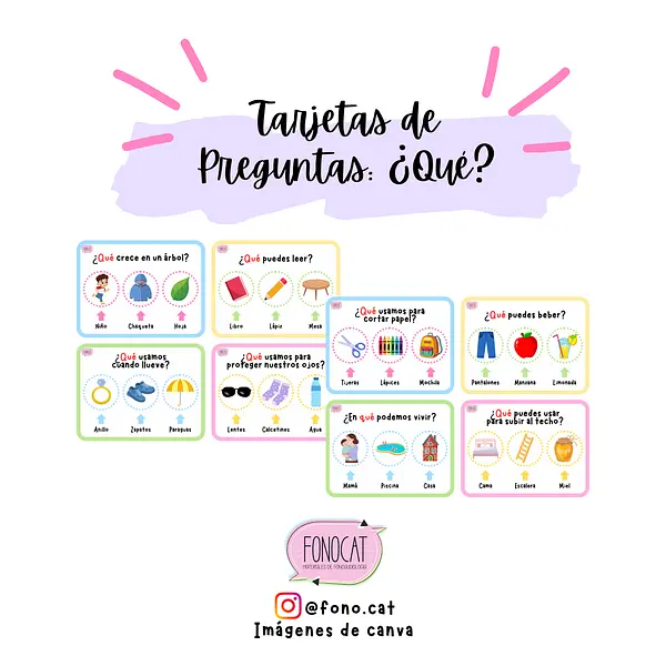 Tarjetas de Preguntas (qué,quién,dónde,cuándo)