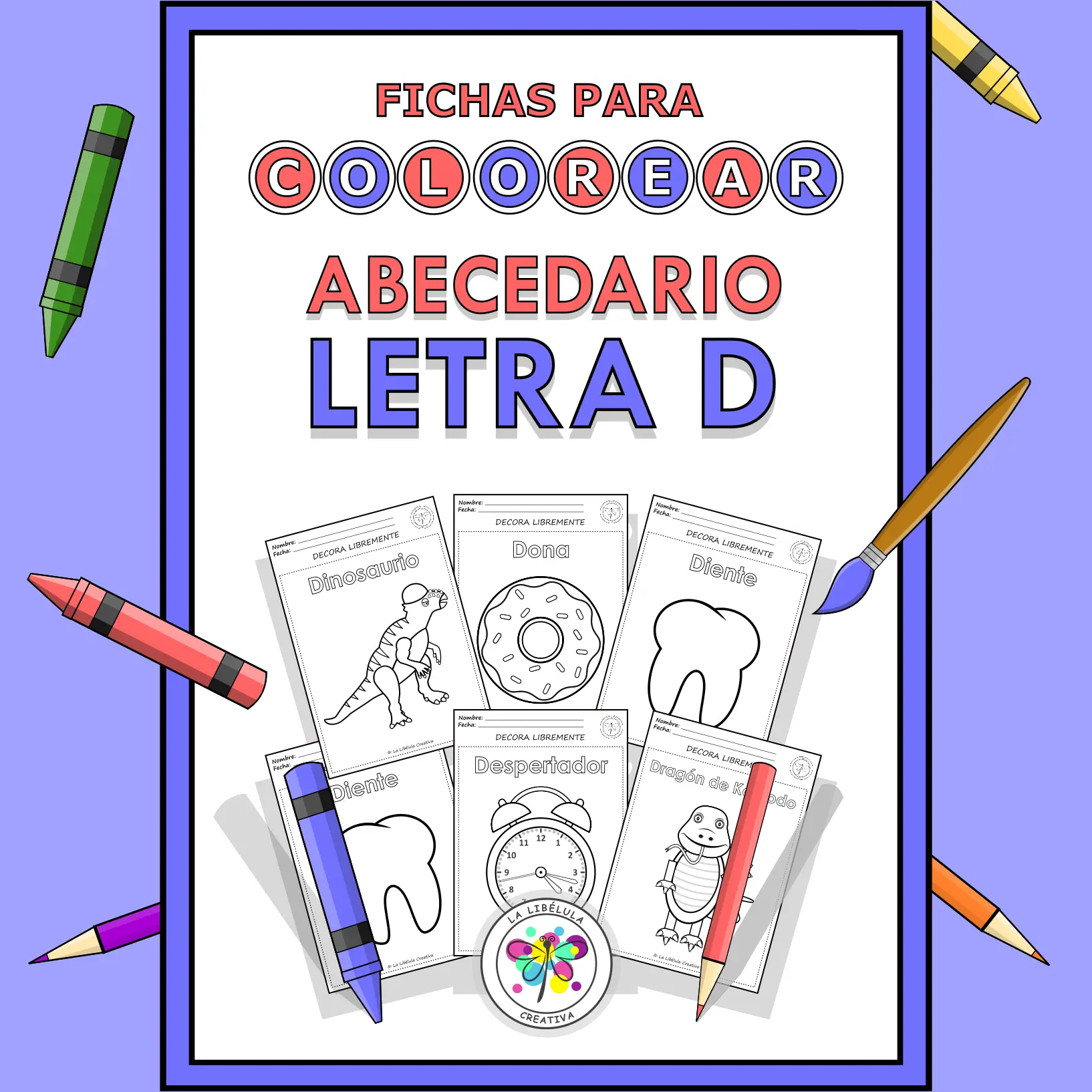 Spanish Worksheets Coloring Letter D Objects Colorear Letra D Objetos NO PREP