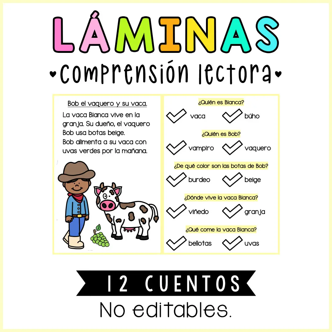 LÁMINAS COMPRENSIÓN LECTORA