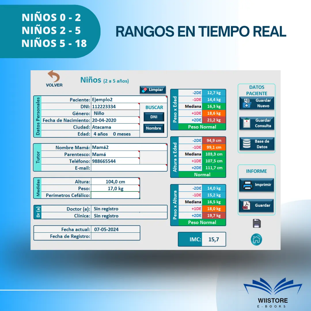 Patrones de Crecimiento, Niñas y Niños de 0 a 18 años – Macro Excel