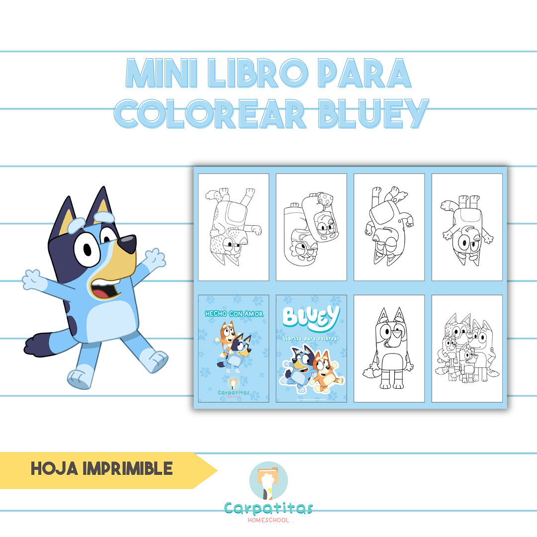 Gratis Mini Librito Para Colorear de Bluey - PDF para imprimir | salduu.com
