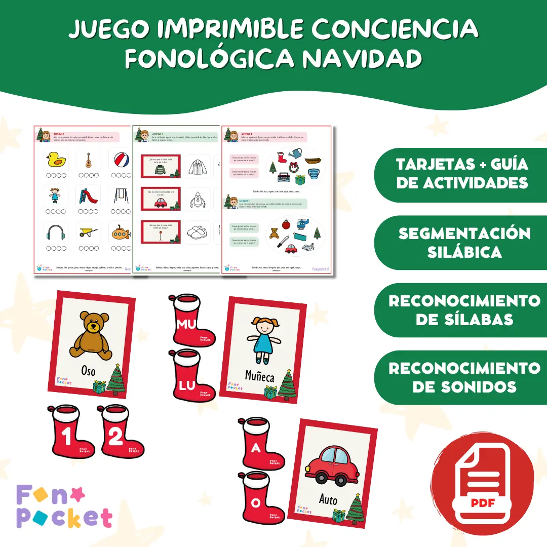 Juego Conciencia fonológica 3 en 1 Edición Navidad