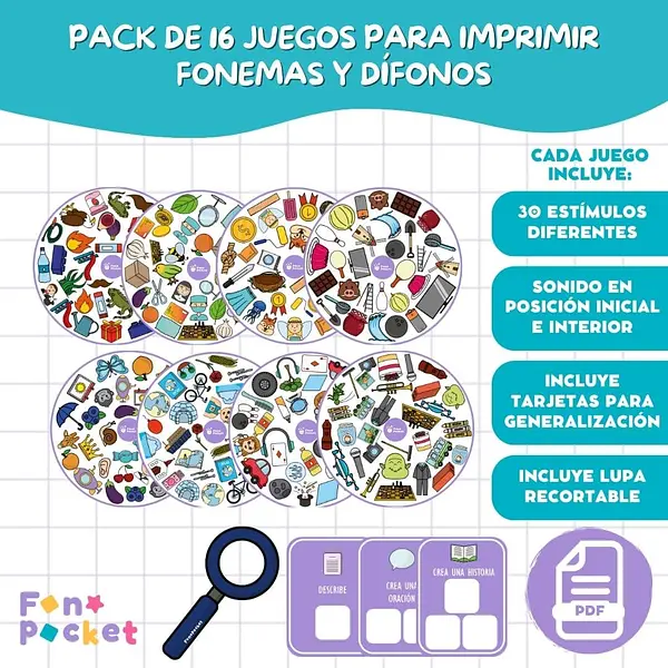 Pack 16 juegos fonemas y dífonos
