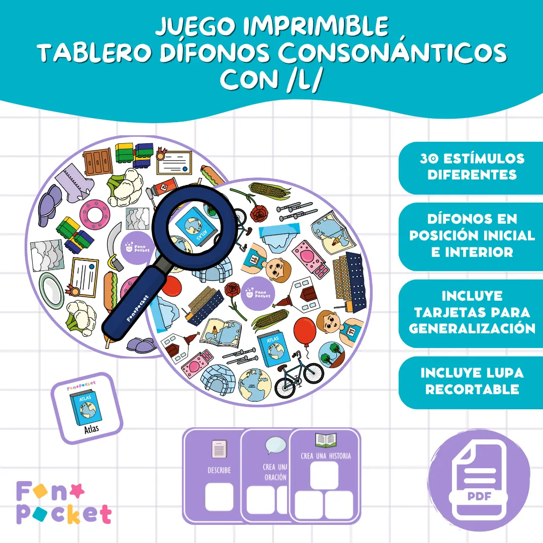 Juego tablero dífonos consonánticos con /l/