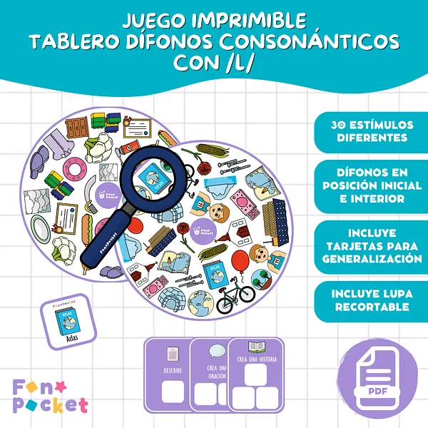 Juego tablero dífonos consonánticos con /l/