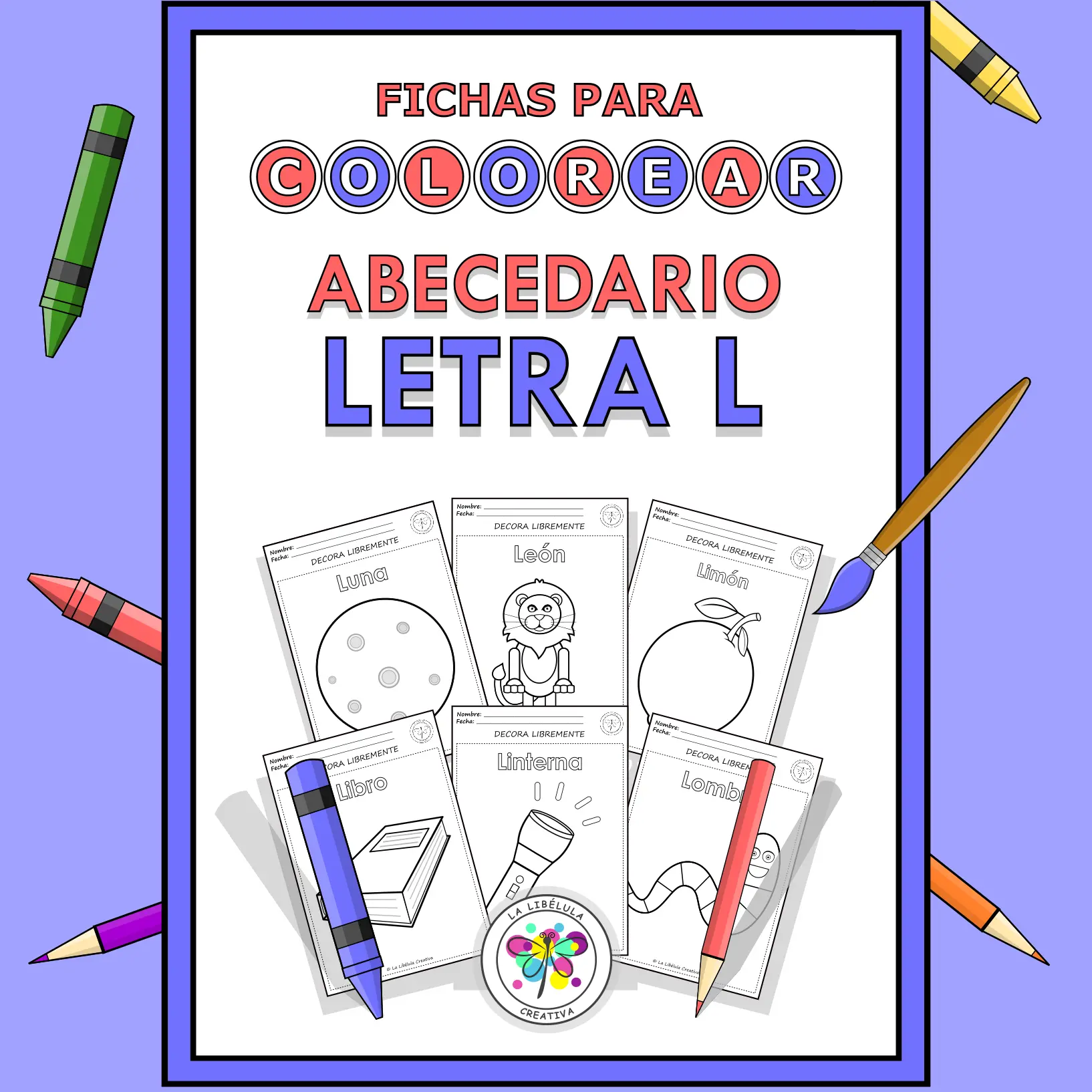 Spanish Worksheets Coloring Letter L Objects Colorear Letra L Objetos NO PREP