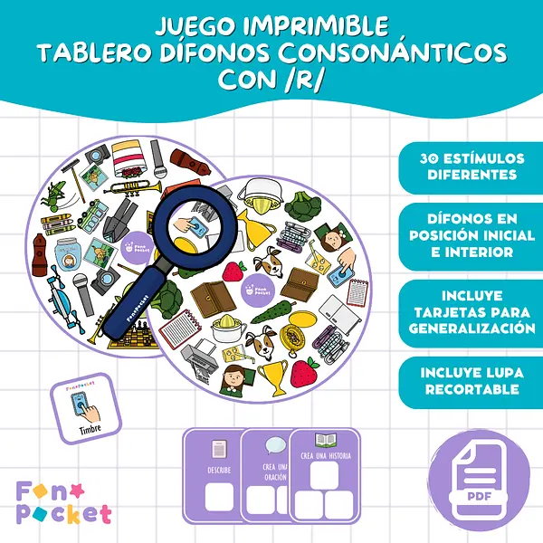 Juego tablero dífonos consonánticos con /r/