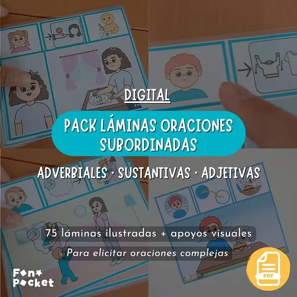 Pack Láminas imprimibles para trabajar oraciones subordinadas